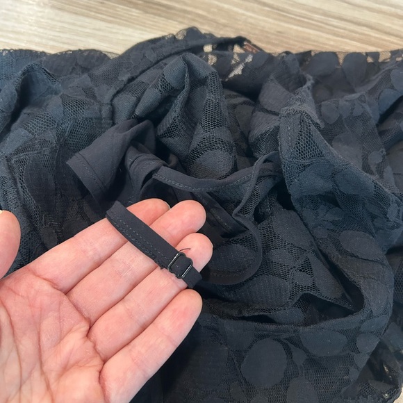 Free People Women’s Black Lace Skater Dress, Size 12 Large Lined 3/4 Sleeve - Picture 8 of 12
